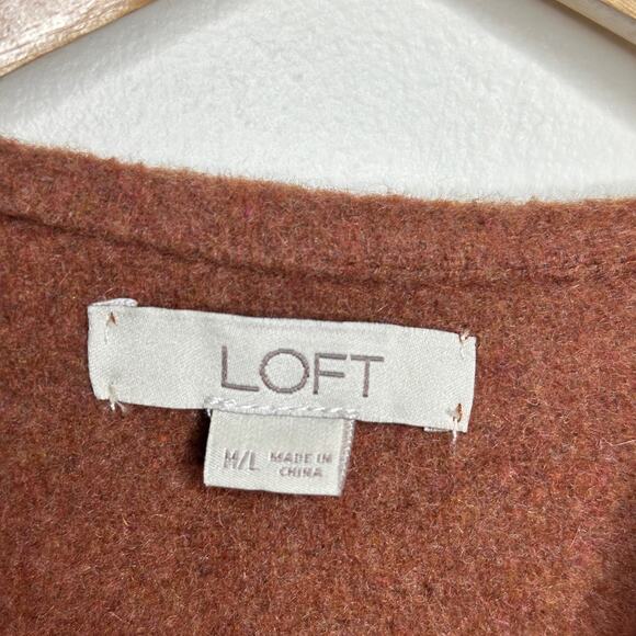 ANN TAYLOR LOFT Oversized Wrap Wool Blend Heather Camel Tan Acorn Sz M/L {129} - Picture 4 of 6